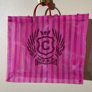 Pink Striped Tote Bag